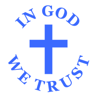 Choose one of 11 ink colors for this IN GOD WE TRUST with Cross round self-inking stamp. Impression is 1-5/8" in diameter. Orders over $75 ship free!