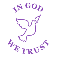 Choose one of 11 ink colors for this 1-5/8" diameter self-inking round stamp which reads IN GOD WE TRUST with a Dove design. Orders over $75 ship free!