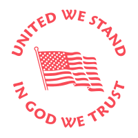 This UNITED WE STAND IN GOD WE TRUST self-inking round stamp features an American Flag & 1-5/8" diameter in one of 11 ink colors. Orders over $75 ship free!