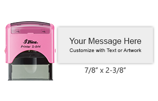 Customize this 7/8" x 2-3/8" pink stamp with up to 5 lines of text in your choice of 11 ink colors! Great for addresses. Ships in 1-2 business days!