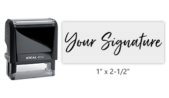 Don't write it, Stamp it! Customize an Ideal 4914 self-inking stamp w/ your actual signature w/ 11 colorful ink options! Free shipping on orders over $75!
