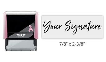 Don't write it, Stamp it! Customize this pink self-inking stamp with your actual signature in your choice of 11 ink colors! Free shipping on orders over $75!