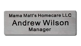 This 1" x 3" Engraved Name Badge Silver Metal can be customized up to 2 lines. Choose between 3 backings for the finished look. Orders over $75 ship free!