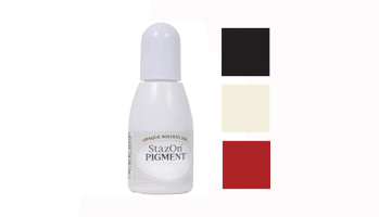 This StazOn Pigment refill ink comes in a choice of 3 ink colors. It dries in seconds & great for porous & non-porous surfaces. 1 bottle will refill 3-4 pads.