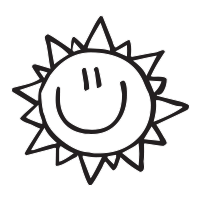 Smiley face sun self-inking rubber stamp available in a choice of 4 sizes and 11 ink color options. Refillable w/ Ideal ink. Free shipping on orders over $75!