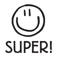 Super with smiley face round self-inking rubber stamp available in 4 sizes and 11 different ink colors. Refillable with Ideal ink. Orders over $75 ship free.