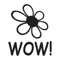 Wow with flower round self-inking rubber stamp available in a choice of 4 sizes and 11 ink colors. Refillable w/ Ideal ink. Free shipping on orders over $75!