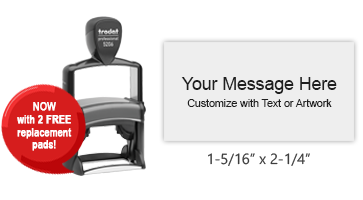 Customize this 1-5/16" x 2-1/4" heavy duty self-inking stamp with up to 7 lines of text and/or B&W logo. Comes in 11 ink colors. Orders over $75 ship free!
