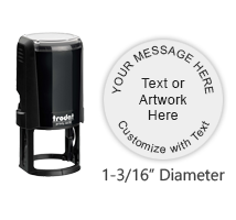 Personalize this round 1/2" self-inking stamp w/ up to 1 line of text, logo or artwork in your choice of 11 vibrant ink colors. Orders over $75 ship free!