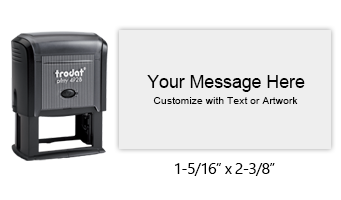 Customize this 1-5/16" x 2-3/8" stamp free with up to 8 lines of text or your logo/artwork. Available in 11 exciting ink colors. Orders over $75 ship free.