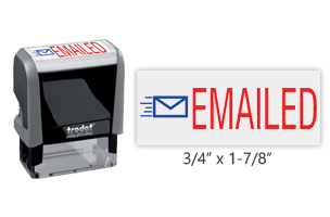 This Trodat 4912 self-inking EMAILED message stamp comes in a two-color, red/blue, option and delivers a crisp impression each time. Perfect for office use!