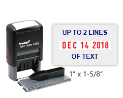 Personalize this 1" x 1-5/8" date stamp w/ up to 2 lines of text using the included letter set. Changeable message and refillable. Orders over $75 ship free!