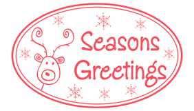 Generate great holiday greeting cards and crafts with this lovely oval Seasons Greetings holiday rubber stamp. Orders over $75 ship free!