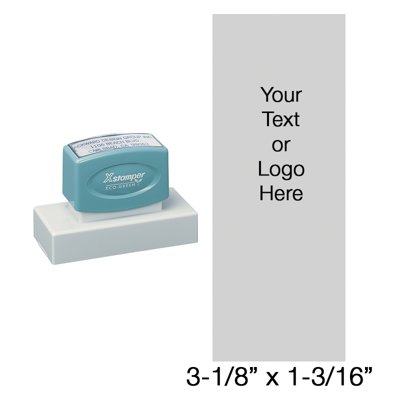 Customize this premium quality 3-1/8" x 1-3/16" stamp with up to 18 lines of text or artwork in your choice of 11 ink colors. Ships in 4-5 business days.