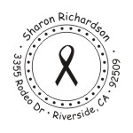 Round monogram address stamps. Custom designs. Free shipping. 11 ink colors. Secure order online. Round monogram stamps at Knockout Prices from RubberStampChamp.com