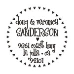 Round monogram address stamps. Custom designs. Free shipping. 11 ink colors. Secure order online. Round monogram stamps at Knockout Prices from RubberStampChamp.com