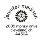 Round monogram address stamps. Custom designs. Free shipping. 11 ink colors. Secure order online. Round monogram stamps at Knockout Prices from RubberStampChamp.com