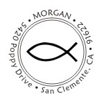 Round monogram address stamps. Custom designs. Free shipping. 11 ink colors. Secure order online. Round monogram stamps at Knockout Prices from RubberStampChamp.com