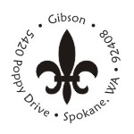 Round monogram address stamps. Custom designs. Free shipping. 11 ink colors. Secure order online. Round monogram stamps at Knockout Prices from RubberStampChamp.com