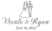 Wedding monogram name stamps. Custom designs. Free shipping. 11 ink colors. Secure order online. Wedding stamps at Knockout Prices from RubberStampChamp.com
