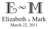 Wedding monogram name stamps. Custom designs. Free shipping. 11 ink colors. Secure order online. Wedding stamps at Knockout Prices from RubberStampChamp.com