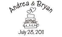 Wedding monogram name stamps. Custom designs. Free shipping. 11 ink colors. Secure order online. Wedding stamps at Knockout Prices from RubberStampChamp.com
