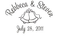 Wedding monogram name stamps. Custom designs. Free shipping. 11 ink colors. Secure order online. Wedding stamps at Knockout Prices from RubberStampChamp.com
