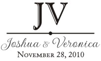 Wedding monogram name stamps. Custom designs. Free shipping. 11 ink colors. Secure order online. Wedding stamps at Knockout Prices from RubberStampChamp.com