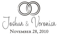 Wedding monogram name stamps. Custom designs. Free shipping. 11 ink colors. Secure order online. Wedding stamps at Knockout Prices from RubberStampChamp.com