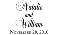 Wedding monogram name stamps. Custom designs. Free shipping. 11 ink colors. Secure order online. Wedding stamps at Knockout Prices from RubberStampChamp.com