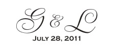 Wedding monogram name stamps. Custom designs. Free shipping. 11 ink colors. Secure order online. Wedding stamps at Knockout Prices from RubberStampChamp.com