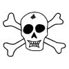Skull and Crossbones Stock Rubber Stamps in your choice of 11 ink colors. Easy online secure ordering. Free shipping on orders over $10.