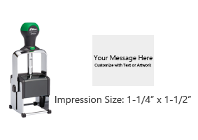 Customize this 1-1/4" x 1-1/2" self-inking stamp free with 6 lines. Available in 11 ink colors or dry pad option. Ships in 1-2 business days!