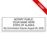 Top quality self-inking Alaska notary stamp meets all state specifications, is fully customizable w/ 9 mount options. Free shipping on orders over $75!