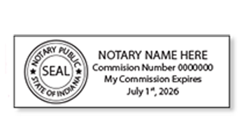 Top quality Indiana notary stamps ship in 1-2 days, meet all state specifications and are fully customizable. Free shipping on orders over $75!