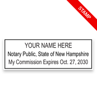 Top quality New Hampshire notary stamp ships in 1-2 days, meets all state requirements and is available on 9 mount choices. Free shipping on orders over $75!