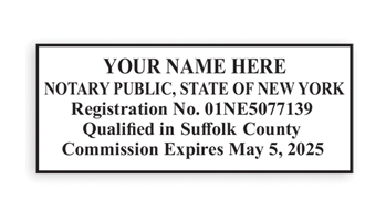 New York notary stamps ship in 1-2 days, meet all state specifications, are fully customizable and available on 3 mounts. Free shipping on orders over $45!