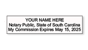 Top quality South Carolina notary stamp ships in 1-2 days, meets all state requirements and is available on 9 mount choices. Free shipping on orders over $75!