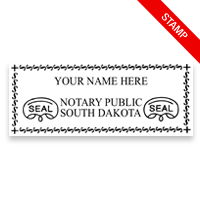 Top quality South Dakota notary stamp ships in 1-2 days, meets all state requirements and is available on 5 mount choices. Free shipping on orders over $75!