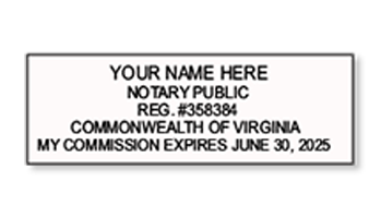 This top quality Virginia notary stamp ships in 1-2 days, meets all state requirements and is available on 5 mount choices. Free shipping on orders over $75!