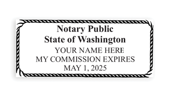 Washington notary stamps ship in 1-2 days, meet all state specifications, are fully customizable and available on 5 mounts. Free shipping on orders over $75!
