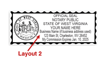 This top quality West Virginia notary stamp for business, meets all state requirements and is available on 5 mount choices. Free shipping on orders over $75!