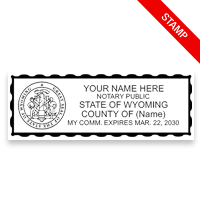 This top quality Wyoming notary stamp ships in 1-2 days. Meets all state specifications and requirements. Free shipping on orders over $75!