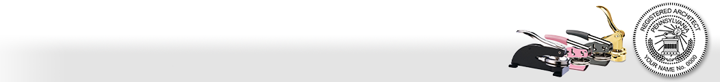 Our complete line of affordable Pennsylvania Architect Seals & Supplies meet all state requirements and are made on name brand high quality seal mounts that leave clean professional looking impressions every time.