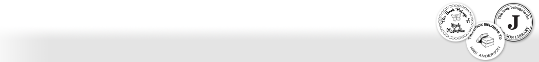 Library rubber stamps and seals. Mark books with self-inking library of stamps and embossers. Round, rectangle and square designs in 11 different ink colors. Get thousands of impressions. Refillable.