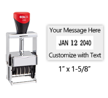 Metal core 1" x 1-5/8" custom self-inking changeable date stamp suitable for heavy use. 11 ink colors to choose from. Fast & free shipping on orders over $100!