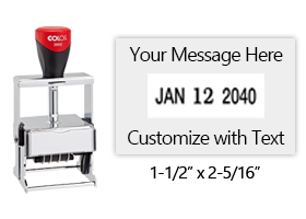 Metal core 1-1/2" x 2-5/16" custom self-inking changeable date stamp suitable for heavy use. 11 ink colors options. Fast & free shipping on orders over $100!