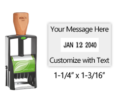 Metal core 1-1/4" x 1-13/16" custom self-inking changeable date stamp suitable for heavy use. 11 ink colors options. Fast & free shipping on orders over $100!