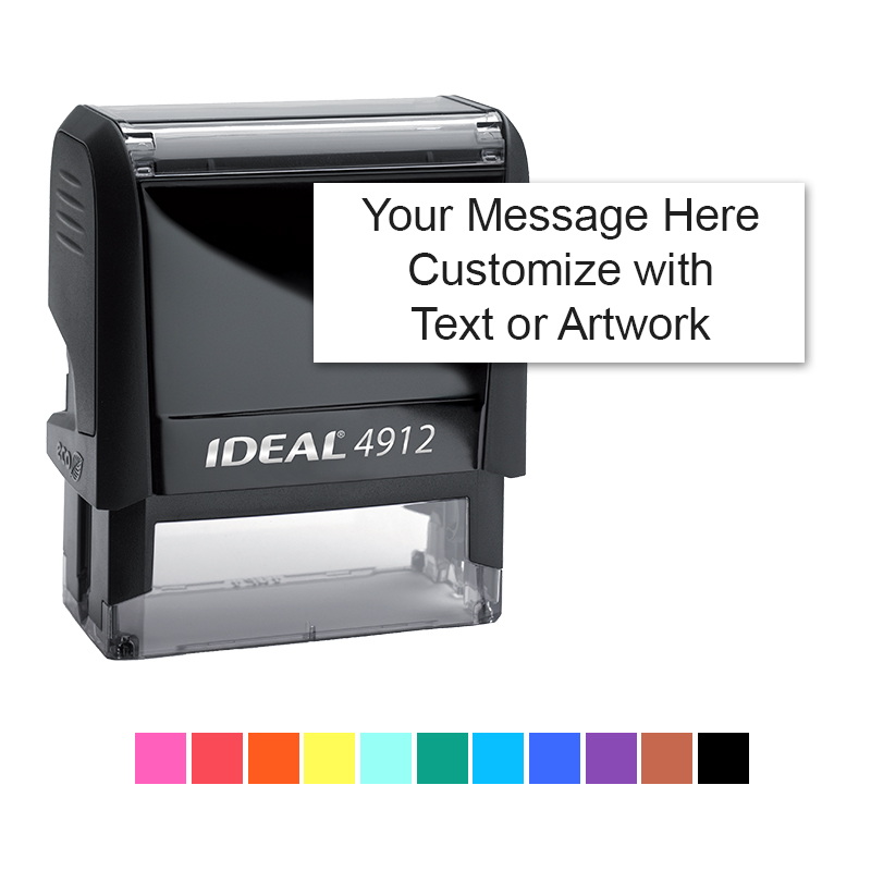 MEDIA MAIL stamp text on IDEAL 4911 Self-inking Rubber Stamp with BLACK INK 