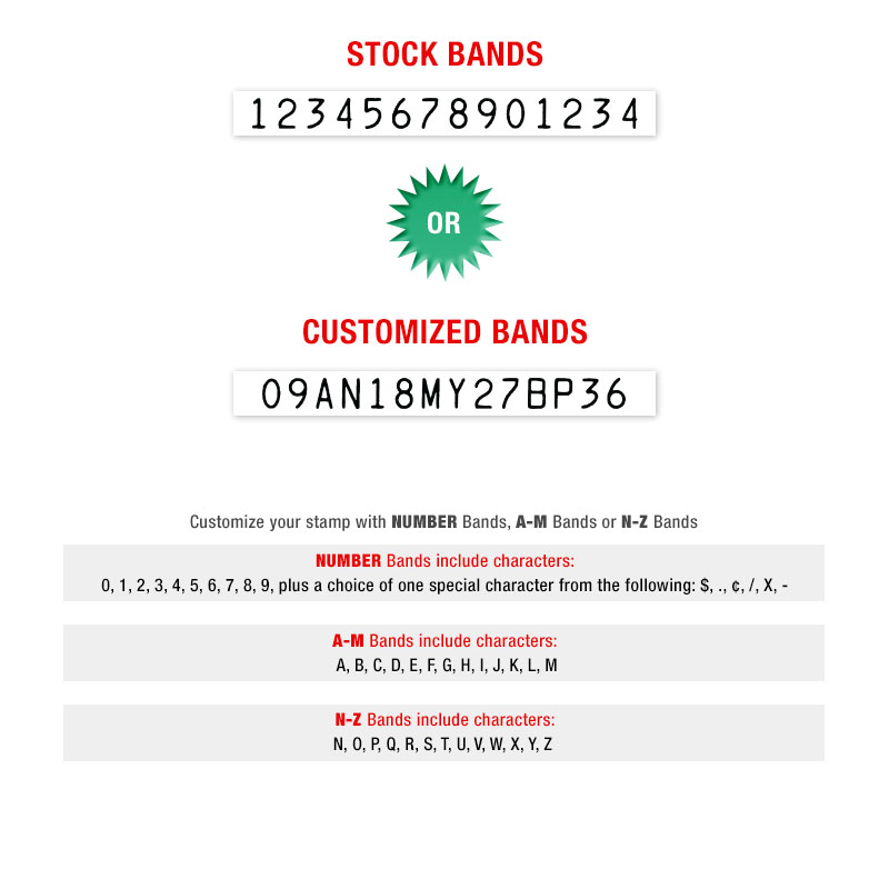 JustRite Number Band Stamp - Size BN-5, 4 Bands